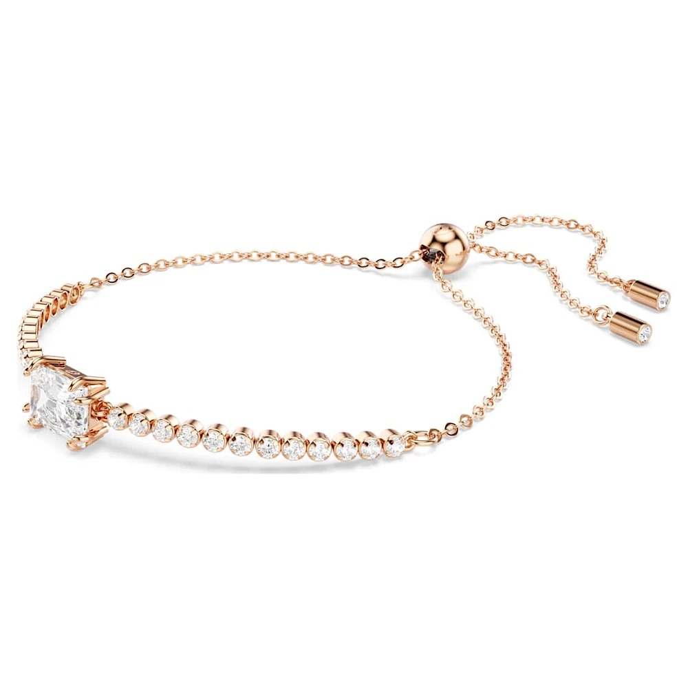 Matrix Tennis bracelet, Mixed cuts, White, Rose gold-tone plated by SWAROVSKI