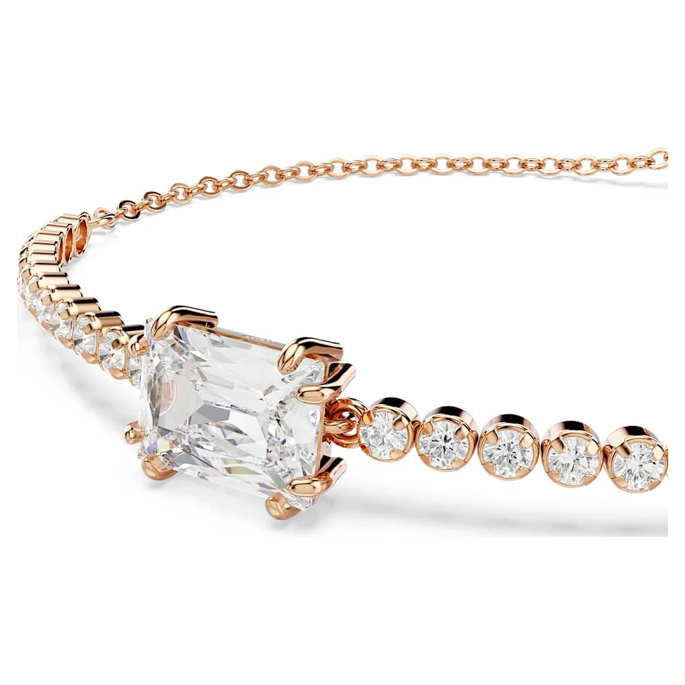 Matrix Tennis bracelet, Mixed cuts, White, Rose gold-tone plated by SWAROVSKI