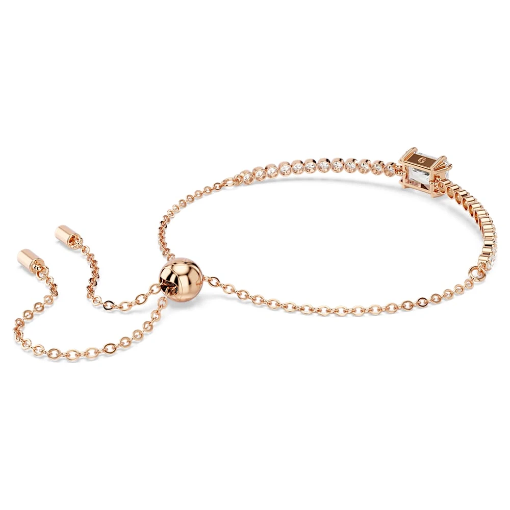 Matrix Tennis bracelet, Mixed cuts, White, Rose gold-tone plated by SWAROVSKI