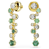 Constella drop earrings, Mixed cuts, Green, Gold-tone plated by SWAROVSKI