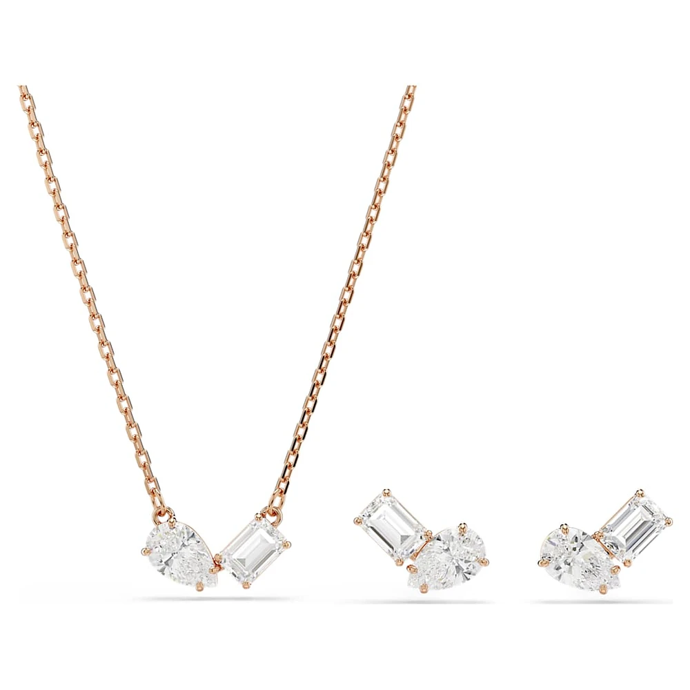 Mesmera set, Pear cut, Octagon cut, White, Rose gold-tone plated by SWAROVSKI