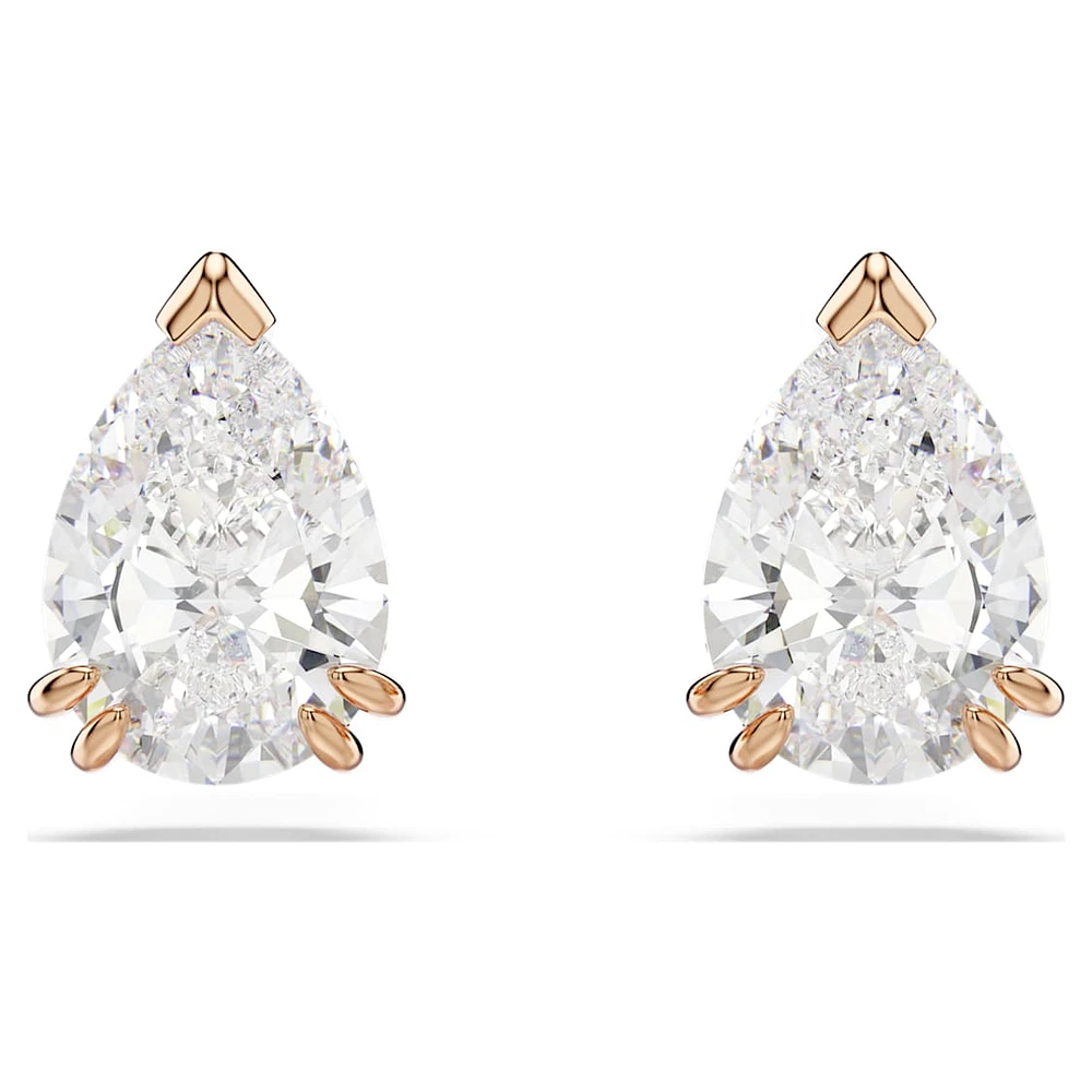 Stilla stud earrings, Pear cut, White
