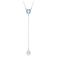 Stilla Attract Y necklace, Round cut, Blue, Rhodium plated by SWAROVSKI
