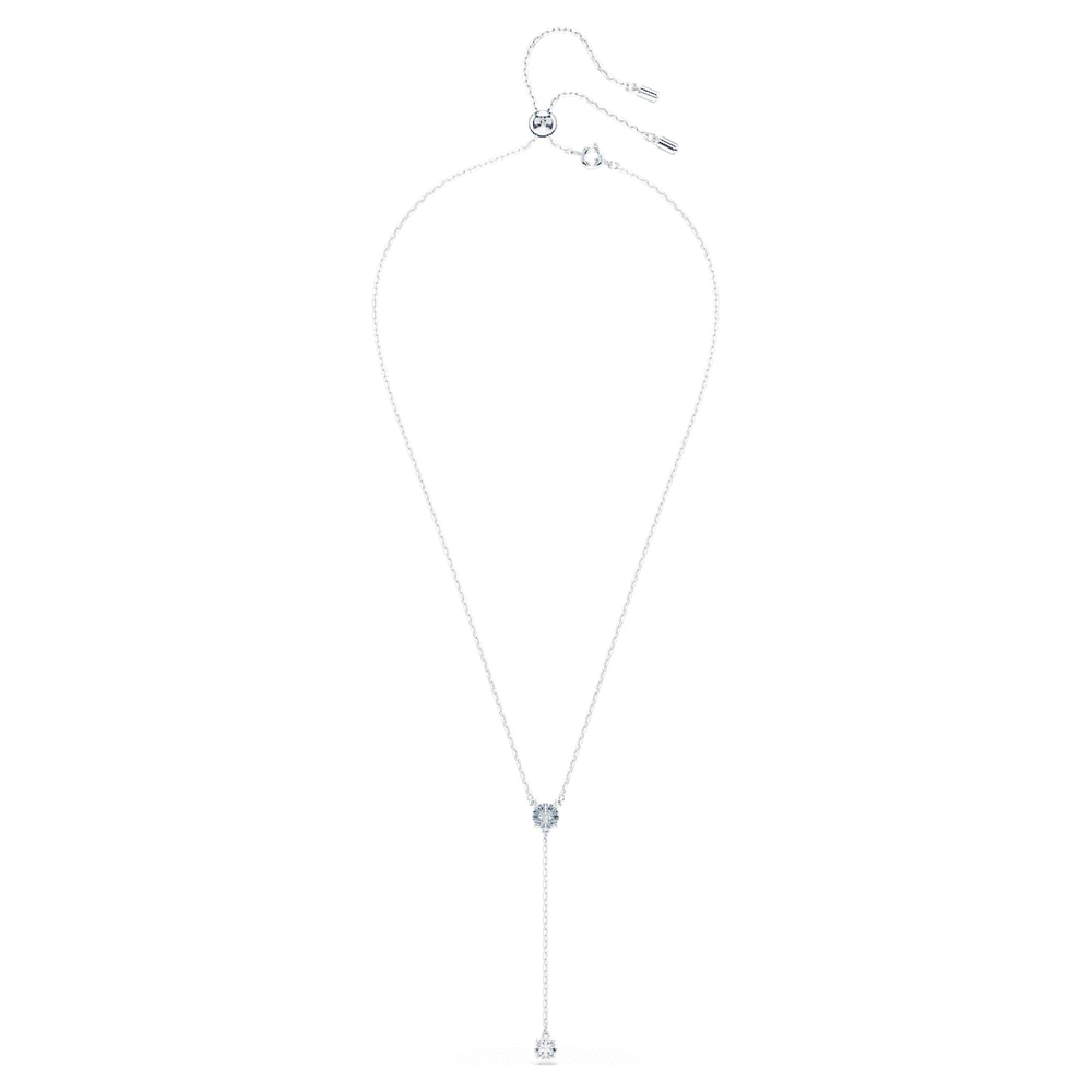 Stilla Attract Y necklace, Round cut, Blue, Rhodium plated by SWAROVSKI