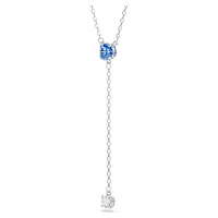 Stilla Attract Y necklace, Round cut, Blue, Rhodium plated by SWAROVSKI