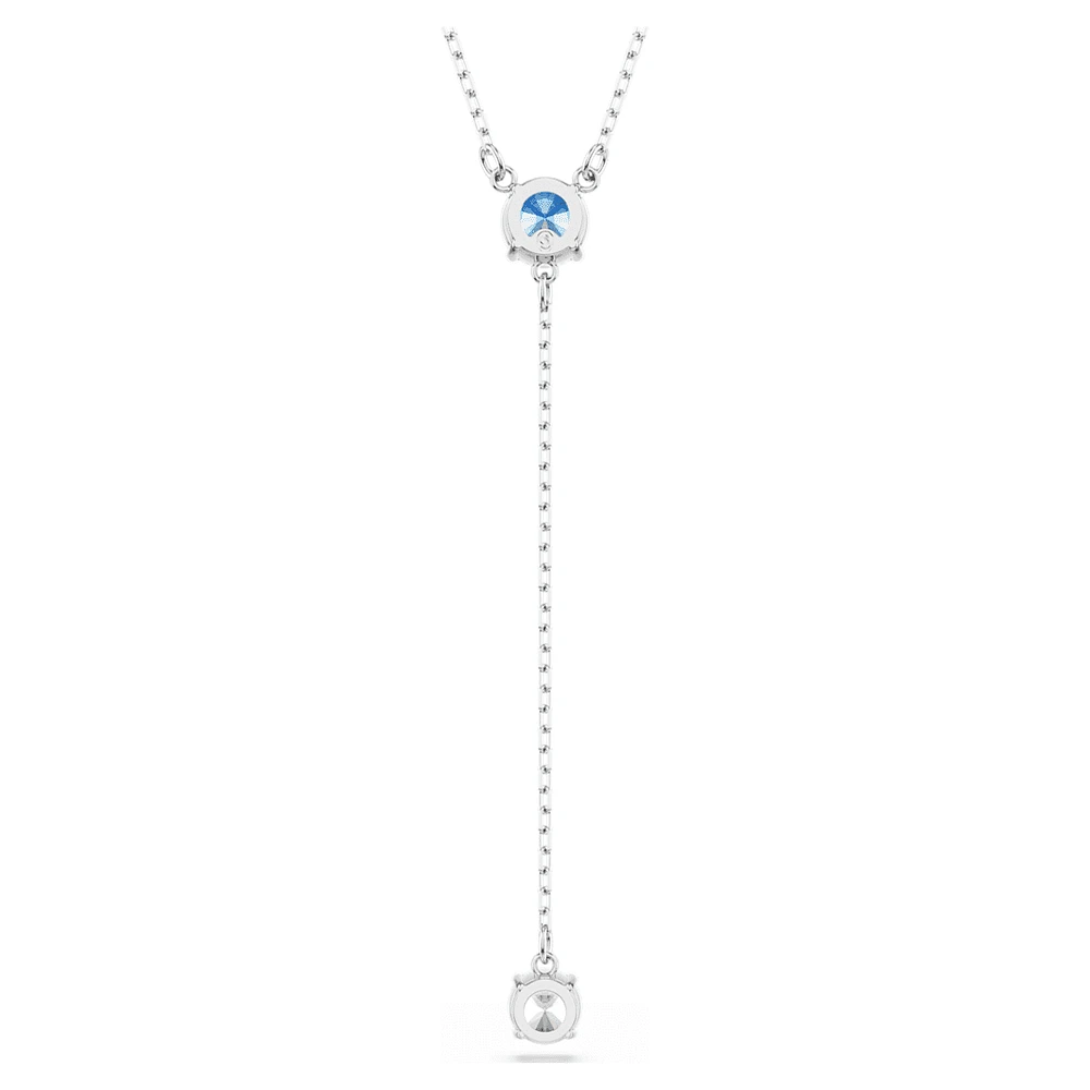 Stilla Attract Y necklace, Round cut, Blue, Rhodium plated by SWAROVSKI