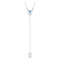 Stilla Attract Y necklace, Round cut, Blue, Rhodium plated by SWAROVSKI