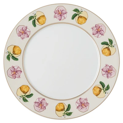 Idyllia dinner plate, Porcelain, Crystal print motif, lily citron, Multicoloured by SWAROVSKI