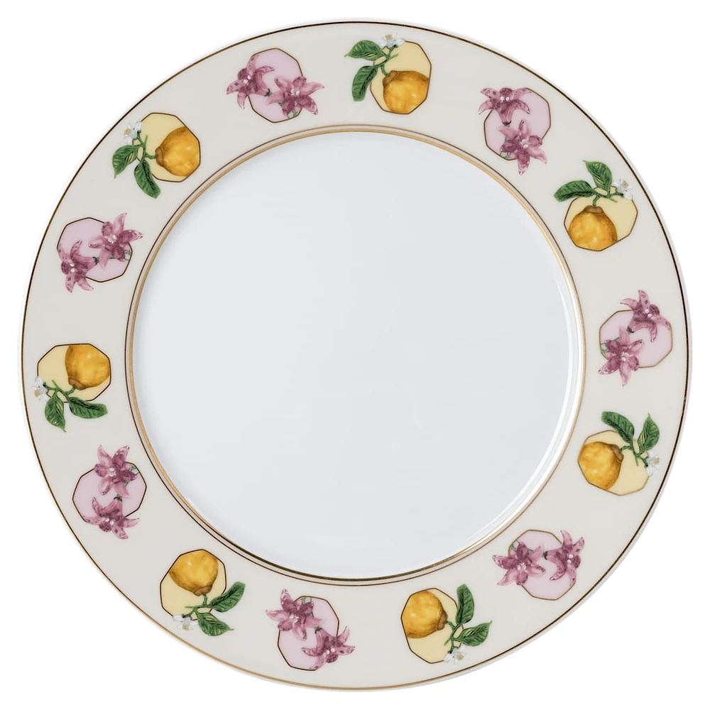 Idyllia dessert plate, Porcelain, Crystal print motif, lily citron, Multicoloured by SWAROVSKI