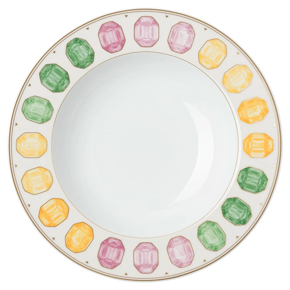 Idyllia soup plate, Porcelain, Crystal print motif, gemstone, Multicoloured by SWAROVSKI