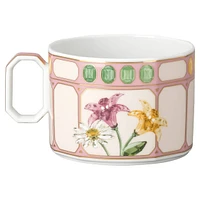 Idyllia combi cup with saucer, Porcelain, Crystal print motif, Bouquet, Multicolored by SWAROVSKI