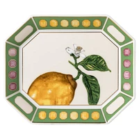 Idyllia tray, Porcelain, Crystal print motif, citron, Small, Multicoloured by SWAROVSKI