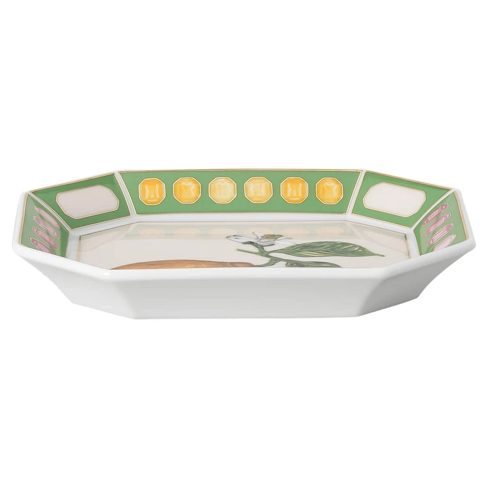 Idyllia tray, Porcelain, Crystal print motif, Citron, Small, Multicolored by SWAROVSKI