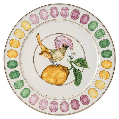 Idyllia service plate, Porcelain, Crystal print motif, Flycatcher, Multicolored by SWAROVSKI