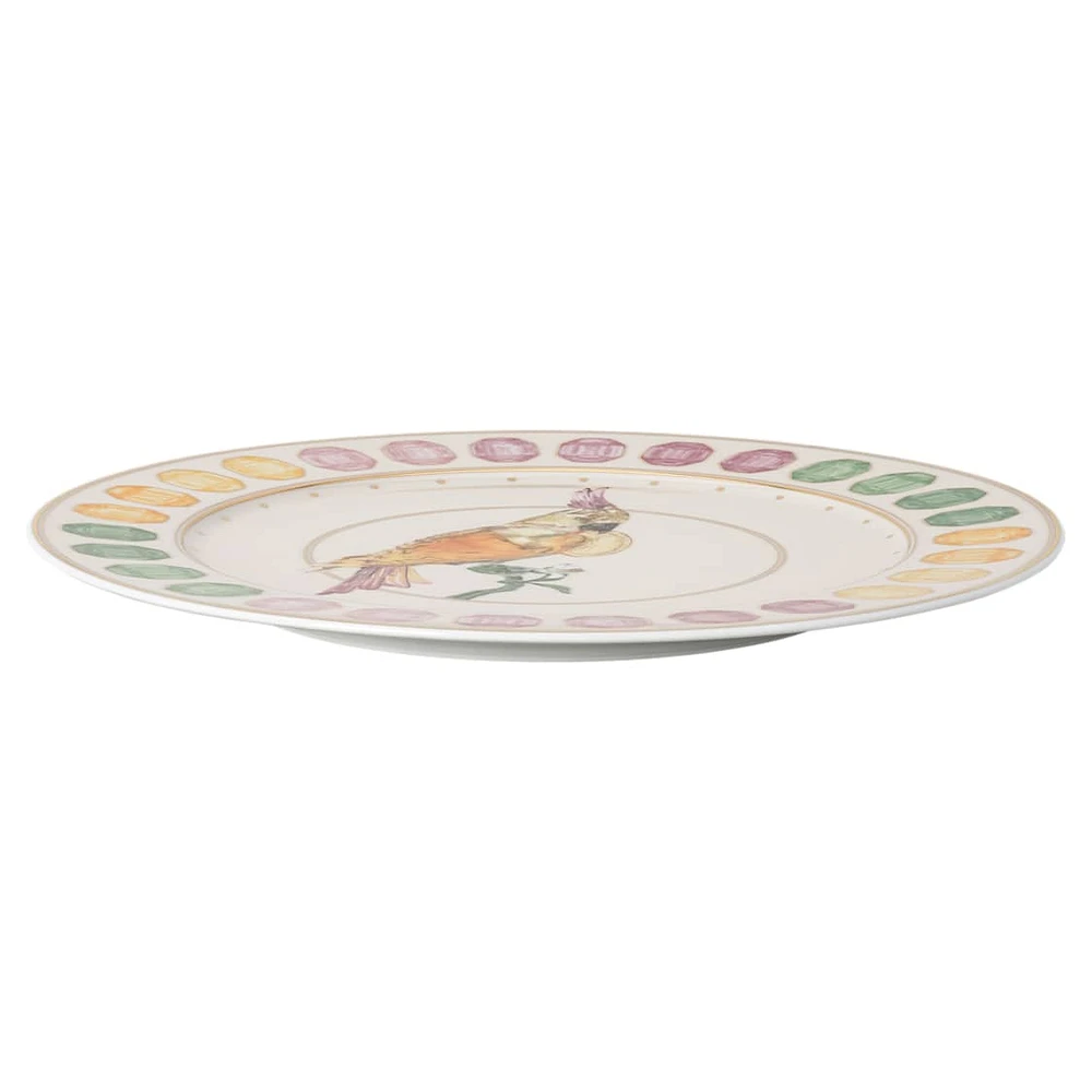 Idyllia service plate, Porcelain, Crystal print motif, Cockatoo, Multicolored by SWAROVSKI