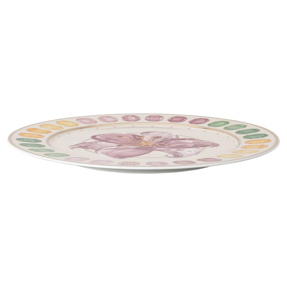 Idyllia service plate, Porcelain, Crystal print motif, Lily, Multicolored by SWAROVSKI