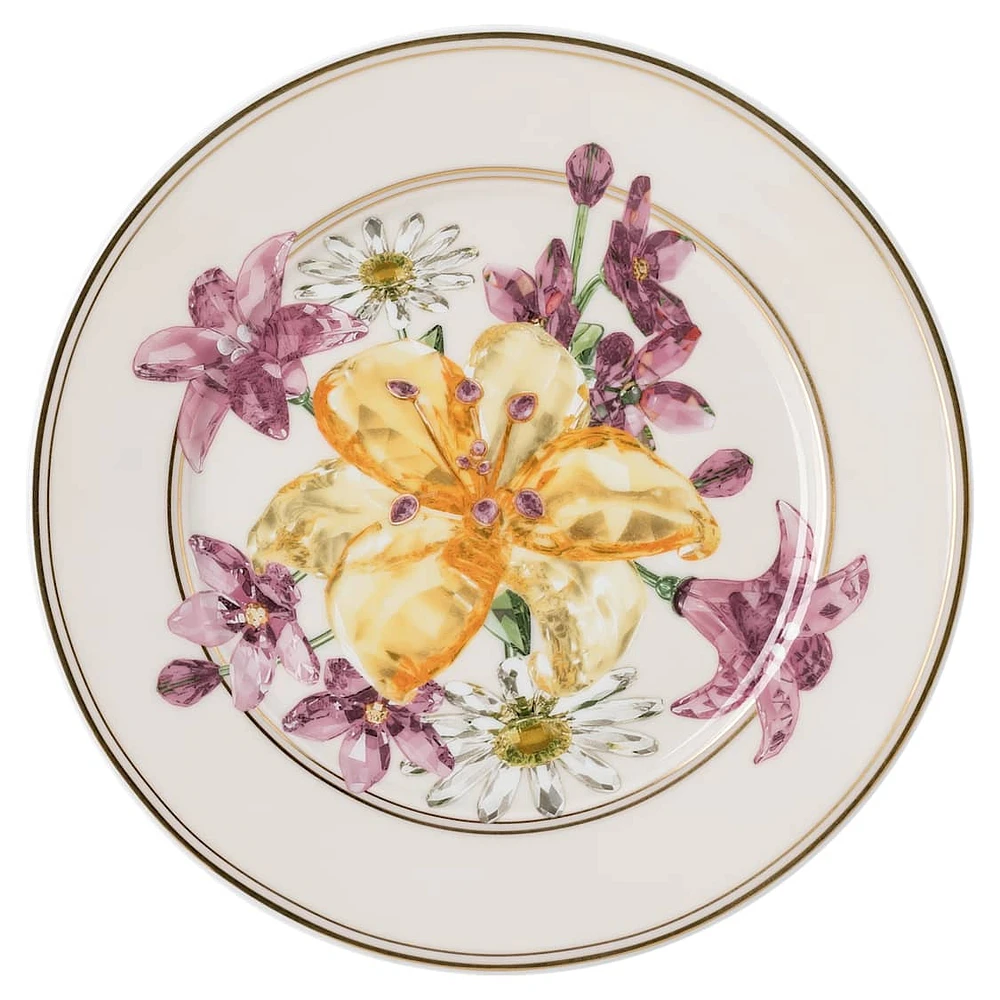 Idyllia bread plate, Porcelain, Crystal print motif, bouquet, Multicoloured by SWAROVSKI
