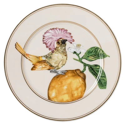 Idyllia bread plate, Porcelain, Crystal print motif, Flycatcher, Multicolored by SWAROVSKI
