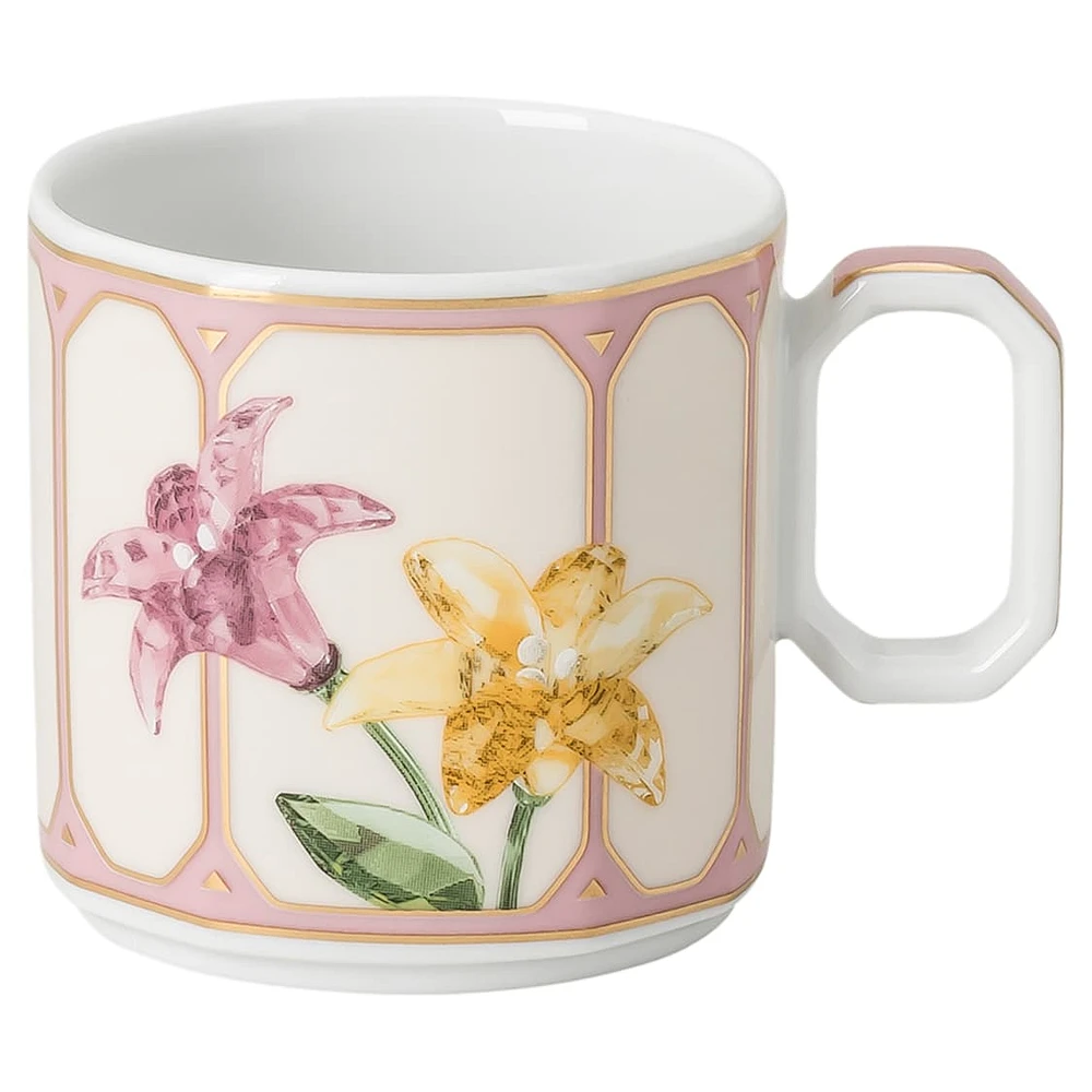 Idyllia espresso cup with saucer, Porcelain, Crystal print motif, citron, Multicoloured by SWAROVSKI