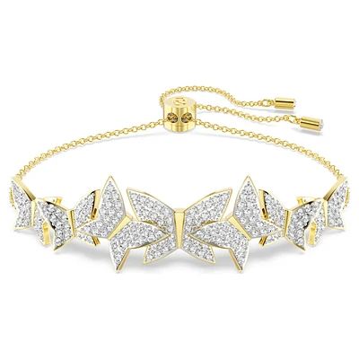 Idyllia Lilia bracelet, Butterfly, White, Gold-tone plated by SWAROVSKI