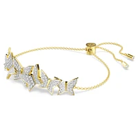 Idyllia Lilia bracelet, Butterfly, White, Gold-tone plated by SWAROVSKI