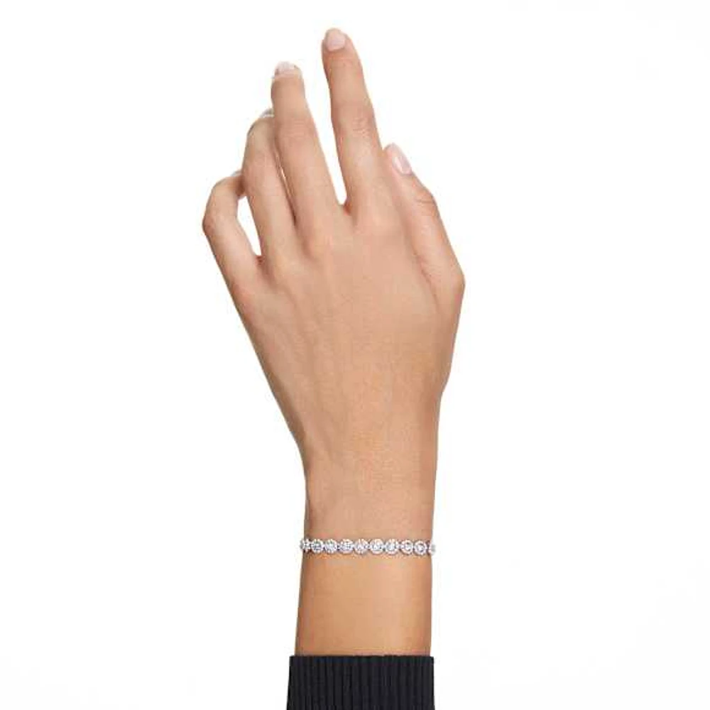 Angelic Tennis bracelet, Round cut, Small, White, Rhodium plated by SWAROVSKI