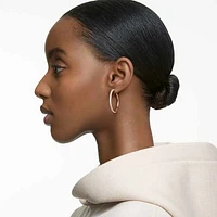 Stone hoop earrings, Pavé, Large, White, Rose gold-tone plated by SWAROVSKI