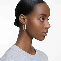 Stone hoop earrings, Pavé, Large, White