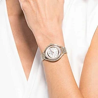 Crystalline aura watch, Swiss Made, Metal bracelet, Gold tone, Champagne gold-tone finish by SWAROVSKI