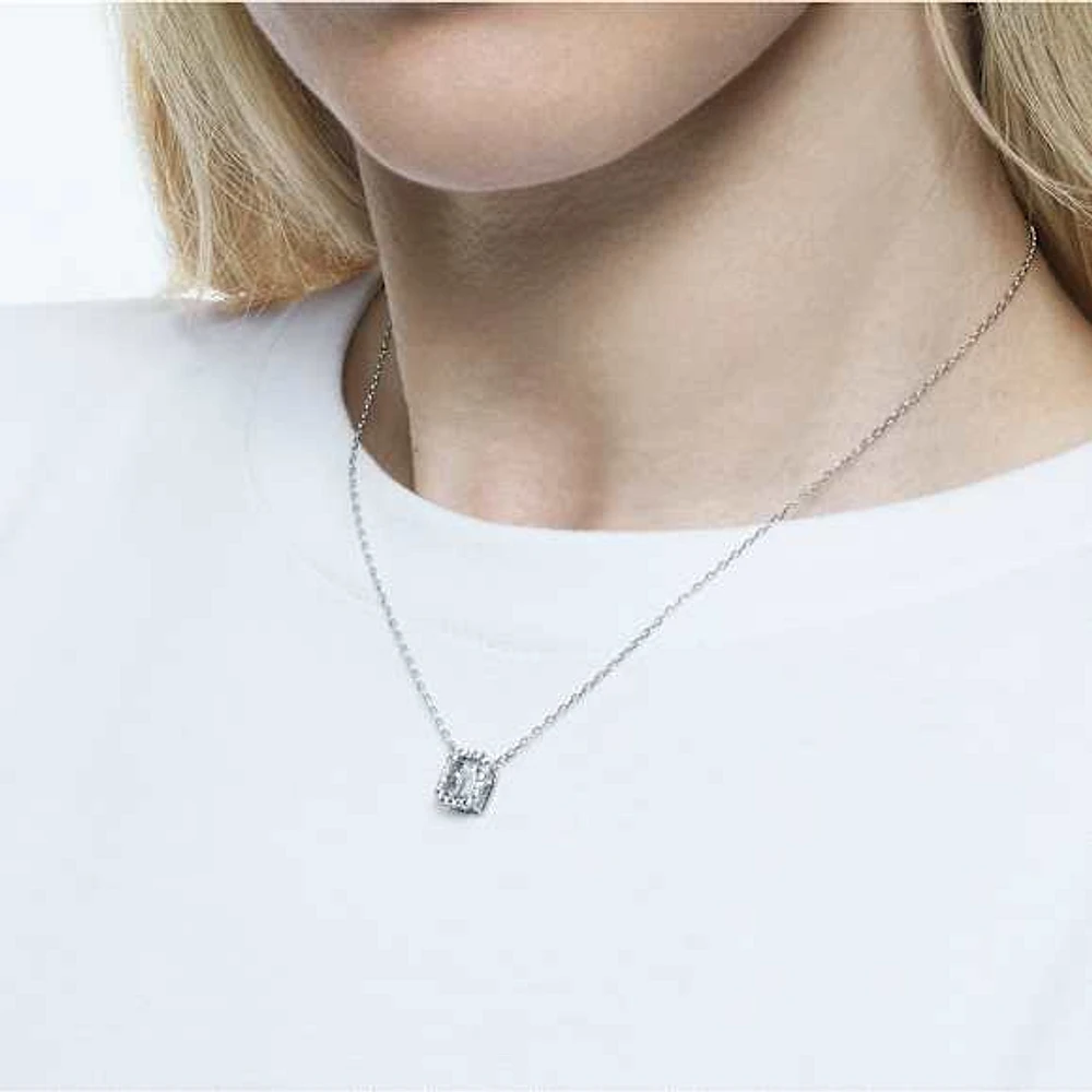 Millenia pendant, Octagon cut, White, Rhodium plated by SWAROVSKI