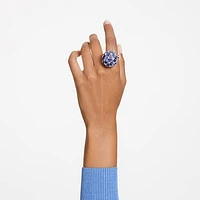 Curiosa cocktail ring, Triangle cut, Blue, Gold-tone plated by SWAROVSKI