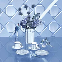 Signum plate, Porcelain, Small, Blue by SWAROVSKI