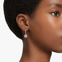 Constella drop earrings, Round cut, Pavé, White, Rhodium plated by SWAROVSKI