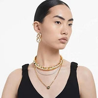Dextera hoop earrings, Small, White, Gold-tone plated by SWAROVSKI