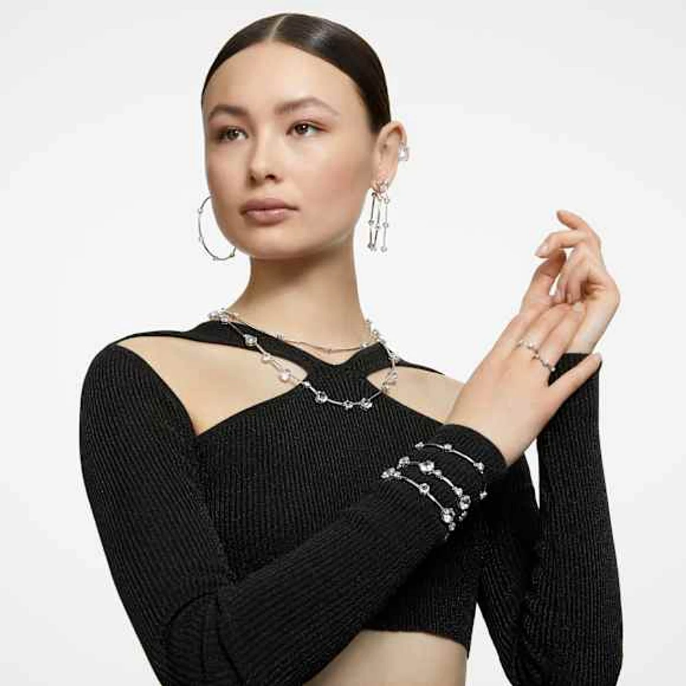 Millenia drop earrings, Octagon cut, White, Rhodium plated by SWAROVSKI