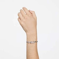 Dextera bracelet, Pavé, Mixed links, White, Rhodium plated by SWAROVSKI