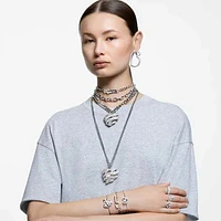 Dextera bracelet, Pavé, Mixed links, White, Rhodium plated by SWAROVSKI