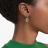 Una drop earrings, Octagon cut, Green, Rose gold-tone plated by SWAROVSKI