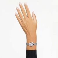 Crystal Rock oval watch, Swiss Made, Crystal bracelet, White, Stainless steel by SWAROVSKI