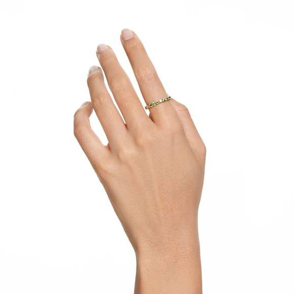 Matrix ring, Round cut, Green, Gold-tone plated by SWAROVSKI