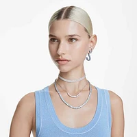 Matrix Tennis necklace, Round cut, Medium, Blue, Rhodium plated by SWAROVSKI