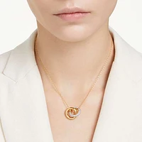 Dextera pendant, Interlocking loop, White, Gold-tone plated by SWAROVSKI