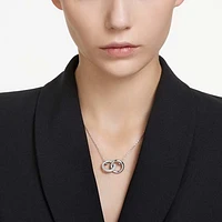 Dextera pendant, Interlocking loop, White, Rhodium plated by SWAROVSKI