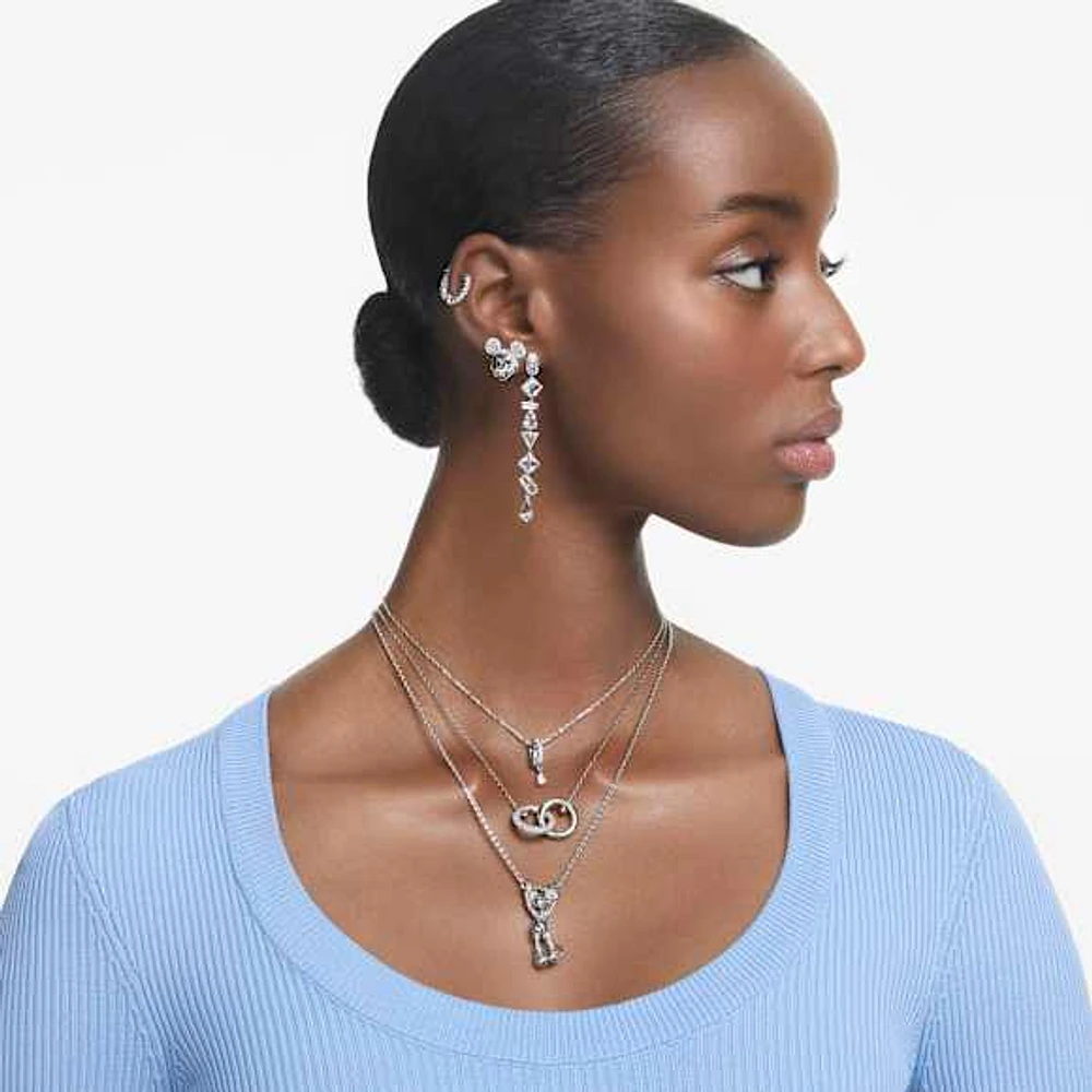 Dextera pendant, Interlocking loop, White, Rhodium plated by SWAROVSKI