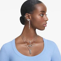 Dextera pendant, Interlocking loop, White, Rhodium plated by SWAROVSKI