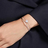 Meteora bangle, White, Rhodium plated by SWAROVSKI