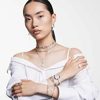Meteora bangle, White, Rhodium plated by SWAROVSKI