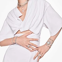 Meteora bangle, White, Rhodium plated by SWAROVSKI