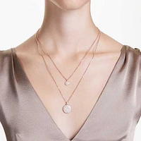Meteora layered pendant, White, Rose gold-tone plated by SWAROVSKI