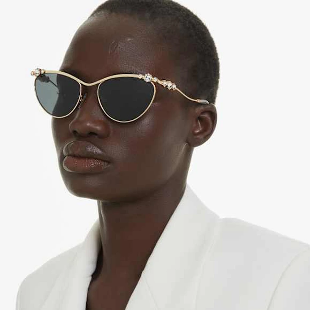 Sunglasses, Oval shape, SK7017, Gold tone by SWAROVSKI